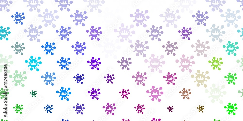 Light Multicolor vector backdrop with virus symbols.