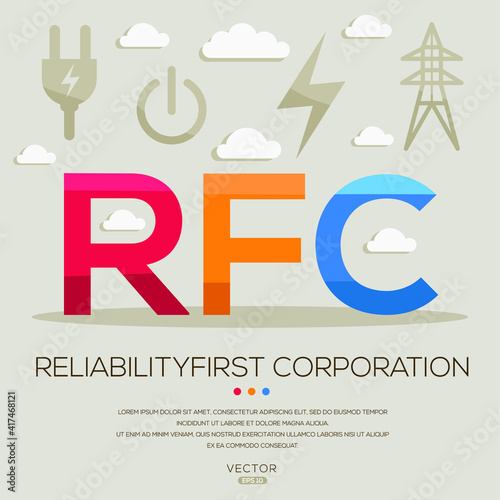 RFC mean (Reliability First Corporation) Energy acronyms ,letters and icons ,Vector illustration.
