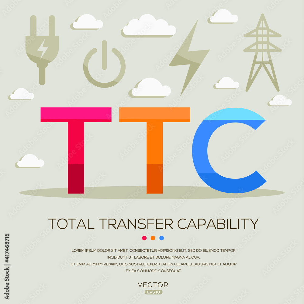 TTC mean (Total transfer capability) Energy acronyms ,letters and icons