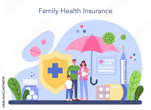 Health insurance concept. Idea of security and protection of property