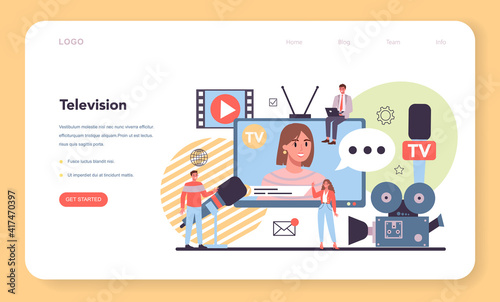 Media concept. Brand promotion throught the television advert