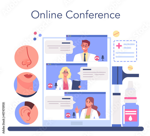 Otorhinolaryngologist online service or platform. Idea of ENT doctor