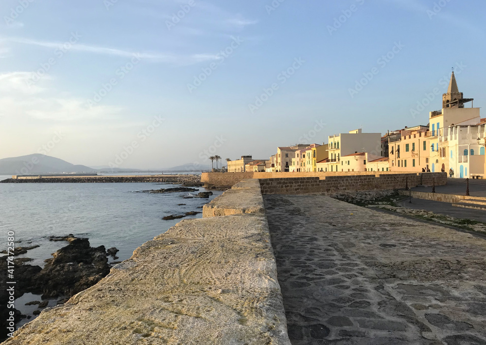 seafront bastion in alghero, sardinia, italy seafront bastion in alghero, sardinia, italy
