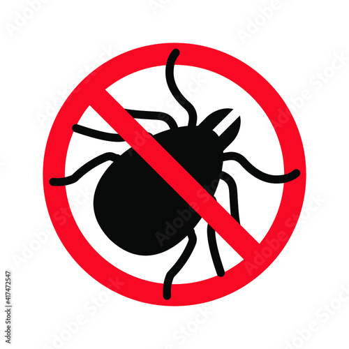 Mite parasites. Tick silhouette. Anti bug vector icon. Tick parasite warning sign. Epidemic. Human mite parasite. Mite parasites.