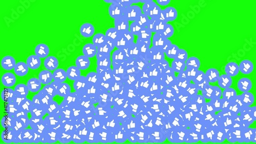 LIKE Thumbs up blue balls that fall and fill the entire frame