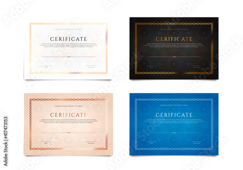 Set of different winner luxury certificate design, blank diploma on white