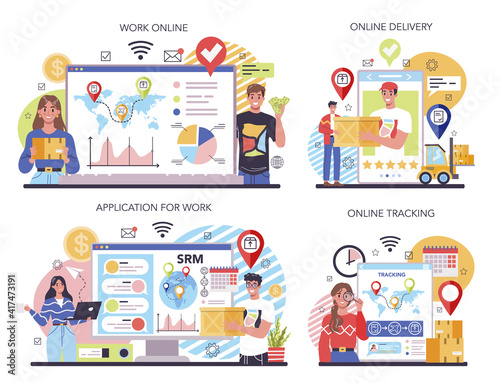 Suppliers concept set. B2B idea, global logistic distribution service.