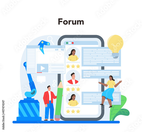 Frontend development online service or platform. Website interface