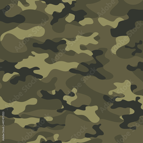  Camouflage military khaki pattern, vector illustration. Forest print
