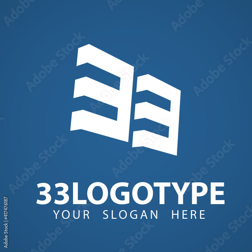 33 3 3 Number Logo Design. Creative Minimal  Premium future business finance logotype. Graphic Number Symbol  Creative abstract 33 Number logo template. 33 Number company, technology or industry logo.