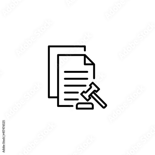 Legal documents icon. Court files, legal evidence symbol. Can be used for topics like auction, sentence, court etc.