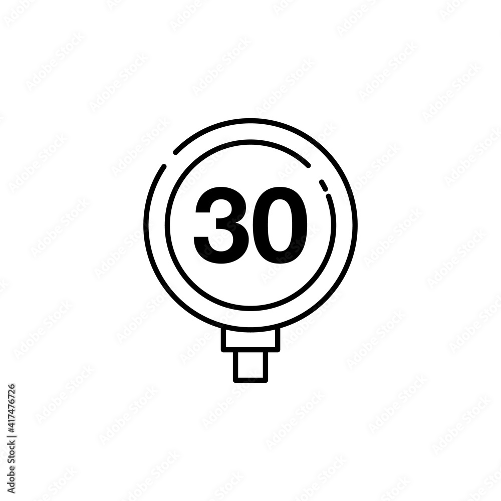 Speed limit up to 30 km/h icon illustration. Speed limit up to 30 km/h icon illustration.