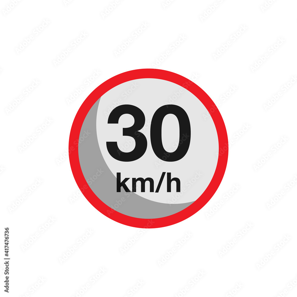 Speed limit up to 30 km/h icon illustration. Speed limit up to 30 km/h icon illustration.