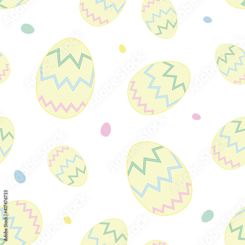 Seamless texture with easter eggs decorated in yellow, pink and blue pastels