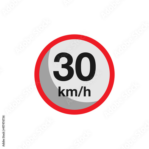 Speed limit up to 30 km/h icon illustration.