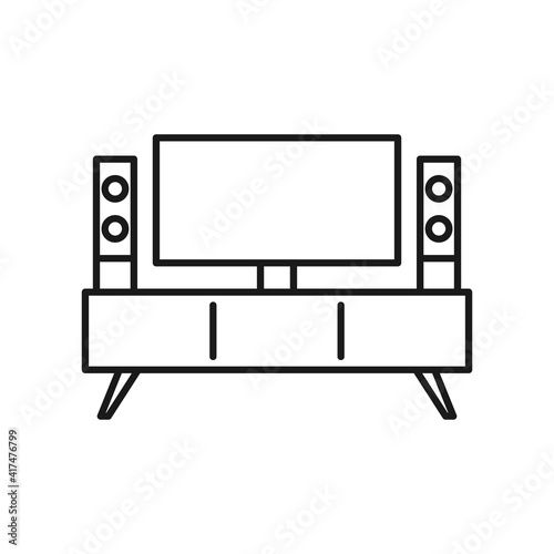 Home theater system icon. TV set symbol.
