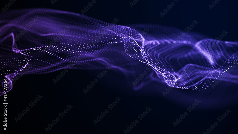 Fototapeta premium Futuristic point wave. Abstract background with a dynamic wave.Connecting background. Abstract wave. Artificial intelligence. Big data technology 3d rendering