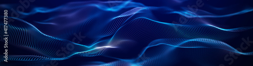 Futuristic point wave. Abstract background with a dynamic wave.Connecting background. Abstract wave. Artificial intelligence. Big data technology 3d rendering photo