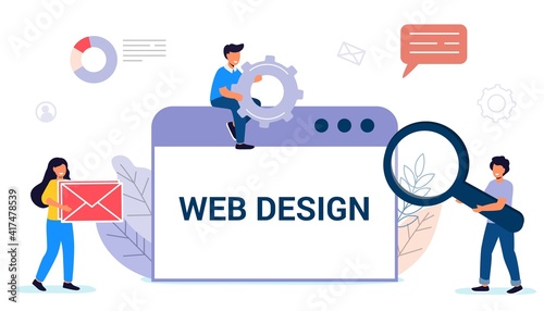 Building website project as programming homepage process Tiny person Modern vector illustration concepts for website and mobile website development Search information online in internet websites