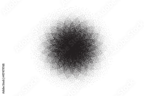 Dotwork flower pattern vector background. Sand grain effect. Star noise stipple dots. Abstract noise dotwork pattern. Black dots grunge banner. Stipple floral circles. Dotted vector background.