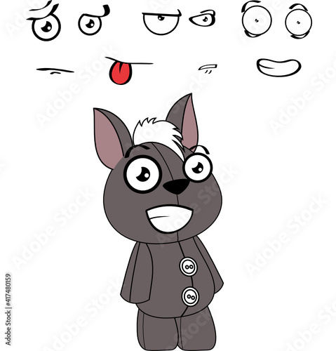 cute little  xoloitzcuintle plush toy expressions collection in vector format very easy to edit 