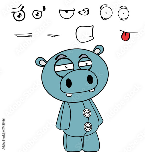 cute little hippo plush toy expressions collection in vector format very easy to edit 