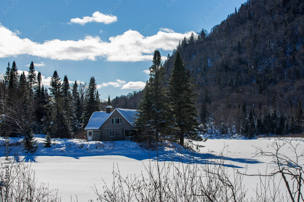 Canadian winter landscape in Jaque Cartier national park Canadian winter landscape in Jaque Cartier national park