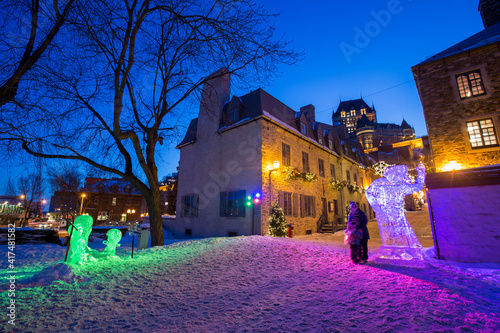 Old Quebec City downtown in winter photo