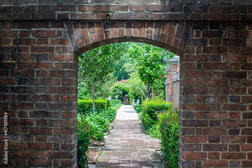 Vászonkép Brick garden archway