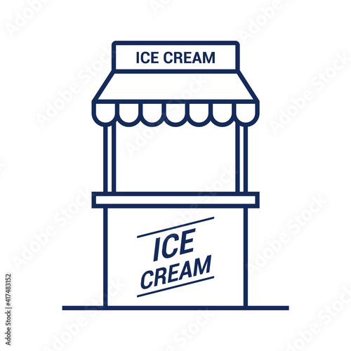 ice cream kiosk icon on white background. flat vector illustration.