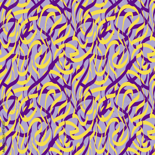 Seamless Vector Abstract pattern ornament in Arabic and Japanese stile like calligraphy. Endless texture for print  Textile  wrapping  wallpaper  website  Banner. Purple. Illuminating.
