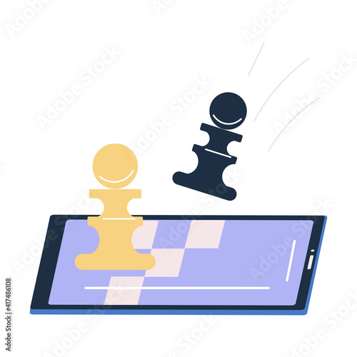 Smartphone screen with special application for playing chess online