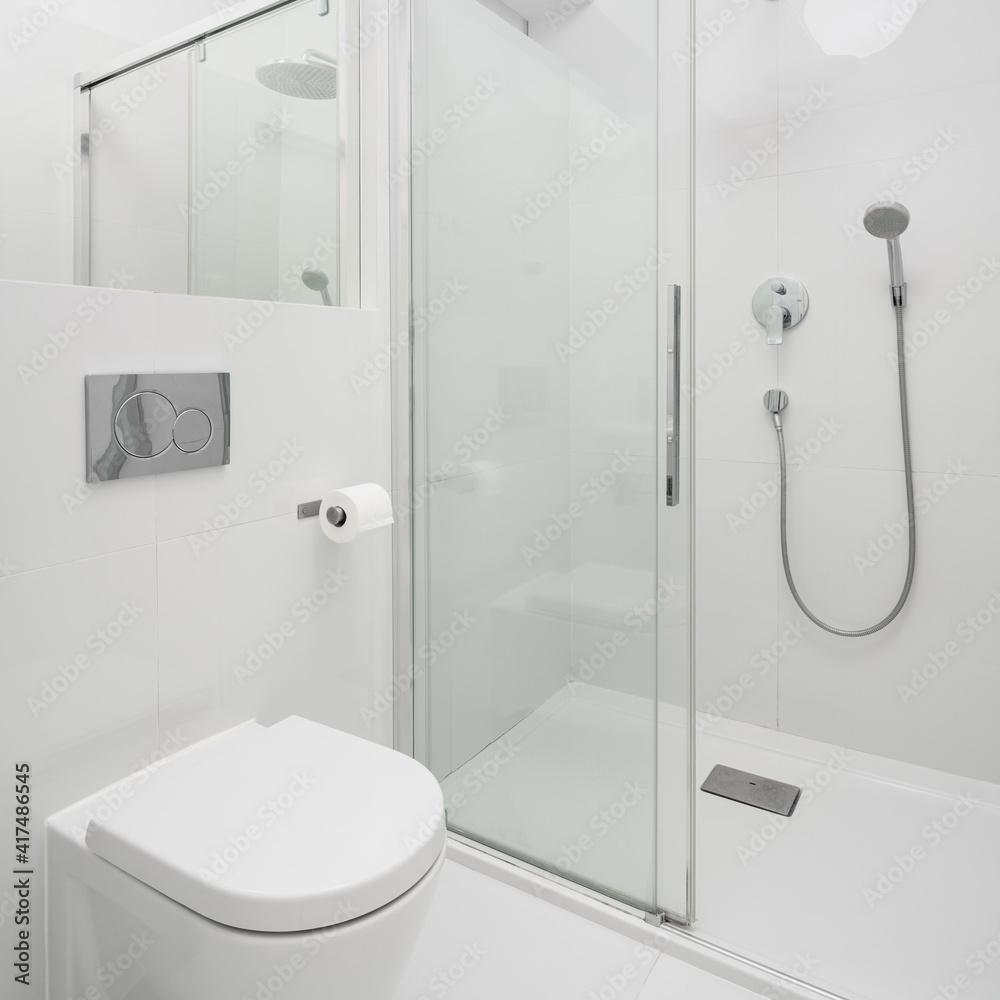 Obraz premium Spacious shower in simple bathroom