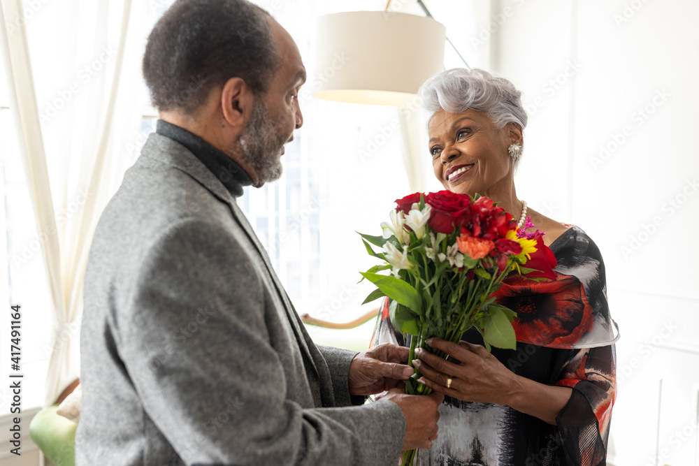 Senior Black couple celebrating long lasting relationship, love milestones Senior Black couple celebrating long lasting relationship, love milestones