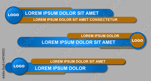 Modern geometric lower third banner template design. Colorful lower thirds set template vector. Vector illustration