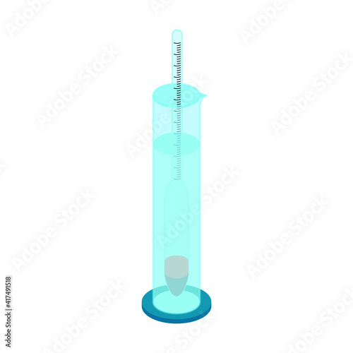 Vector illustration of physics experiment for Archimedes Principle. 