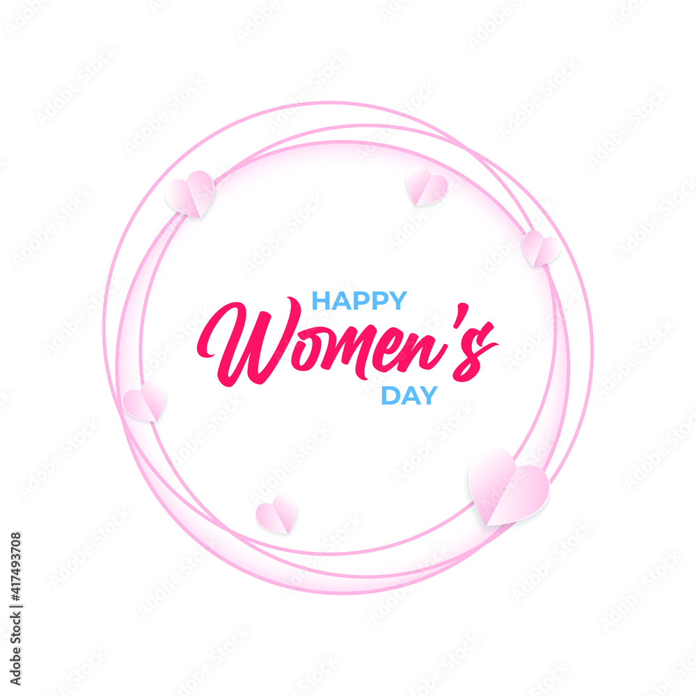 Happy women's day hearts frame greeting card design