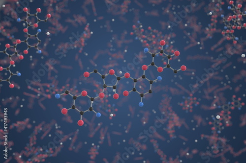 Paromomycin molecule. Ball-and-stick molecular model. Chemistry related 3d rendering