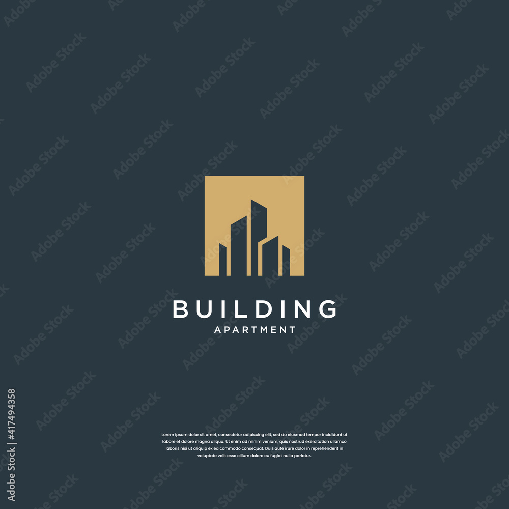 Building logo design with negative space style real estate, architecture, construction Building logo design with negative space style real estate, architecture, construction