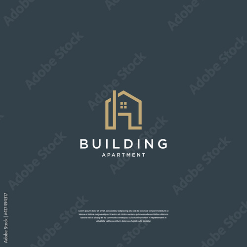 Home logo design real estate with initial H letter