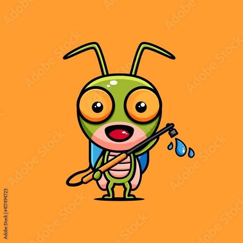 cute grasshopper character design themed pesticide photo
