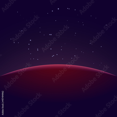 Red planet rising on the horizon
