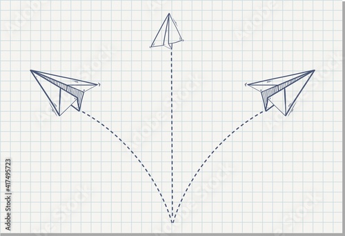 Doodle of Paper airplanes,Origami paper plane  , vector illustration
