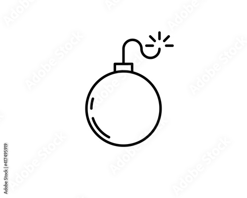 Bomb icon vector. Line boom symbol. Trendy flat explosion outline ui sign design. Thin linear graphic pictogram for web site, mobile application. Logo illustration. Eps10.