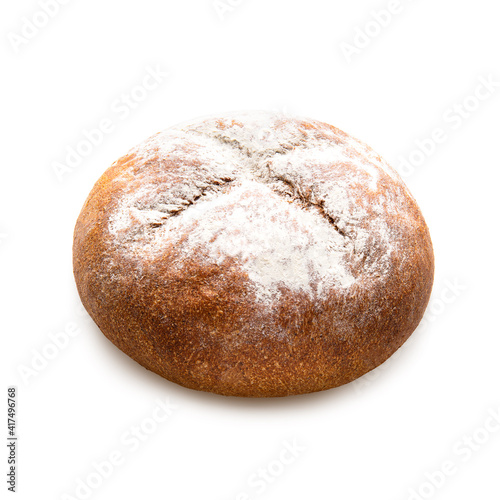 Round rye baked grain bread