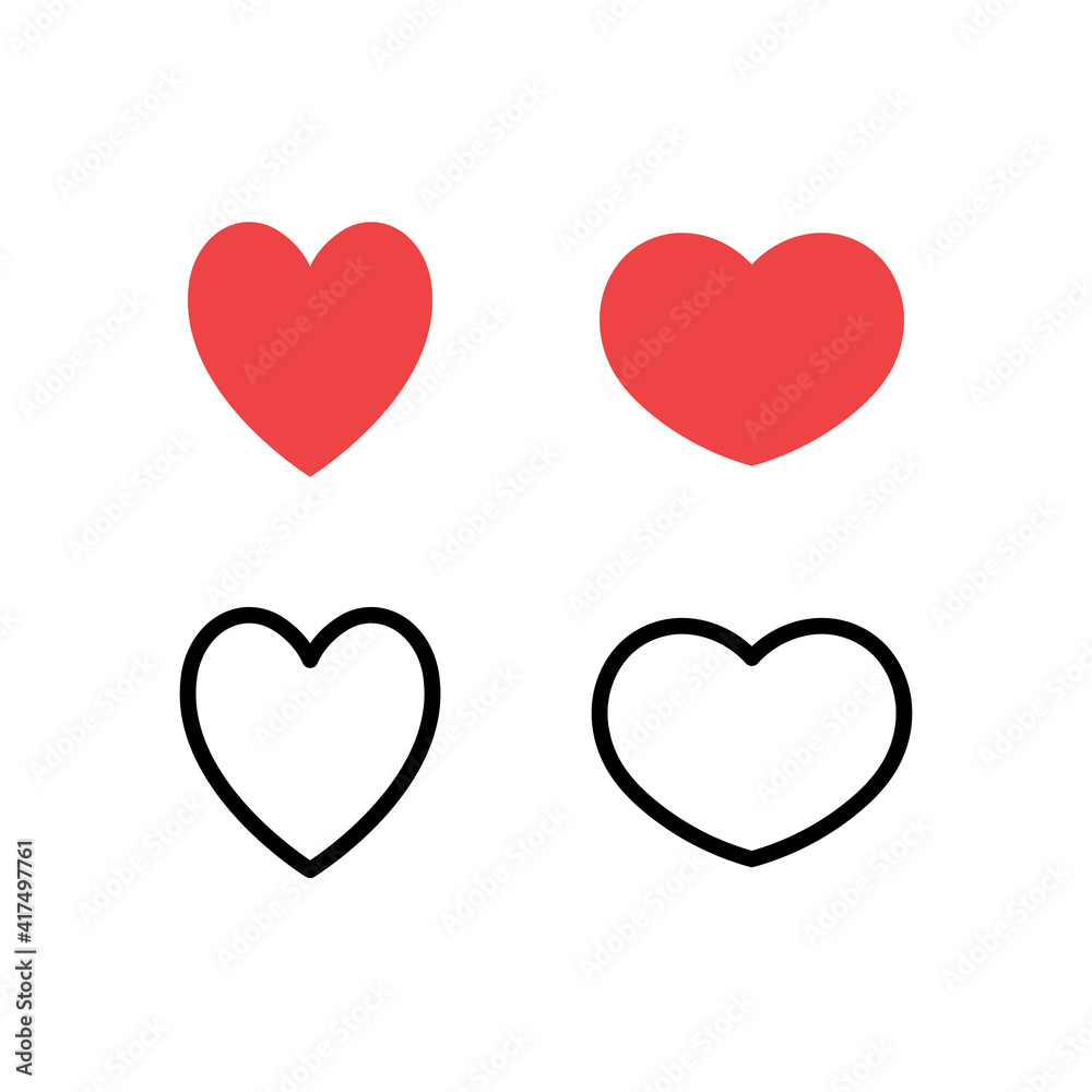 Hearts icon set. Valentine's day heart vector.