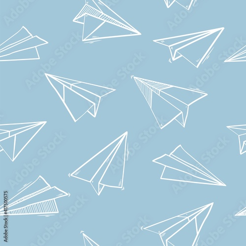 Seamless pattern of Paper airplanes,Origami paper plane  , vector illustration
