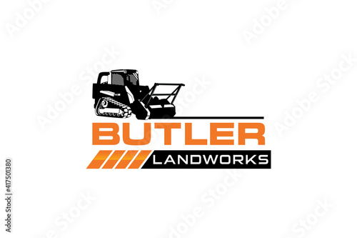 Butler logo template vector. Heavy equipment logo vector for construction company. Creative excavator illustration for logo template.