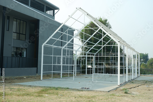 Construction Green House or Nursery plants for Background.
