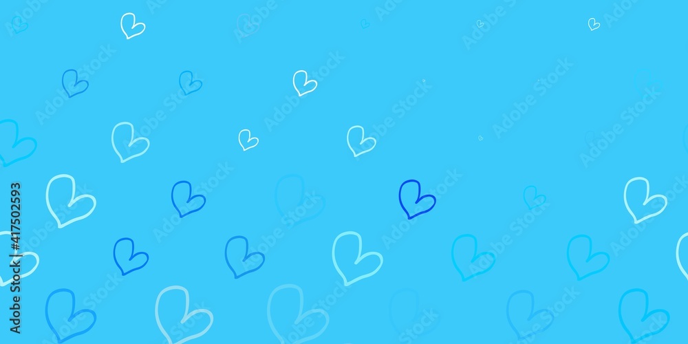 Light BLUE vector texture with lovely hearts.